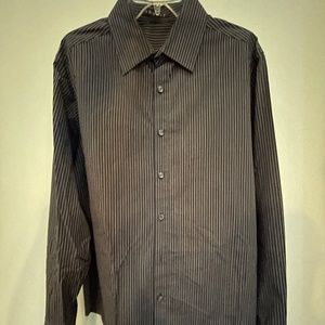 Mens Theory Black/White Pinstripe Dress Shirt